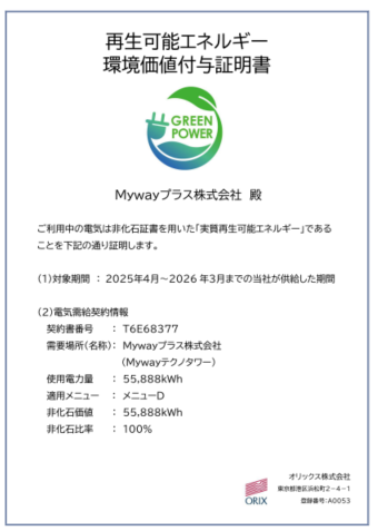 Mywayプラス株式会社の環境への取り組み